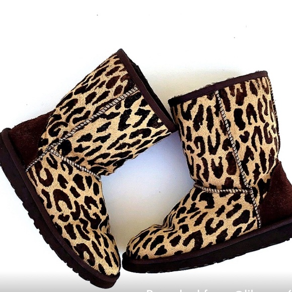 UGG Classic Short Boot Calf Hair Exotic Cheetah Print Leather Women's Size 5 - Picture 5 of 8